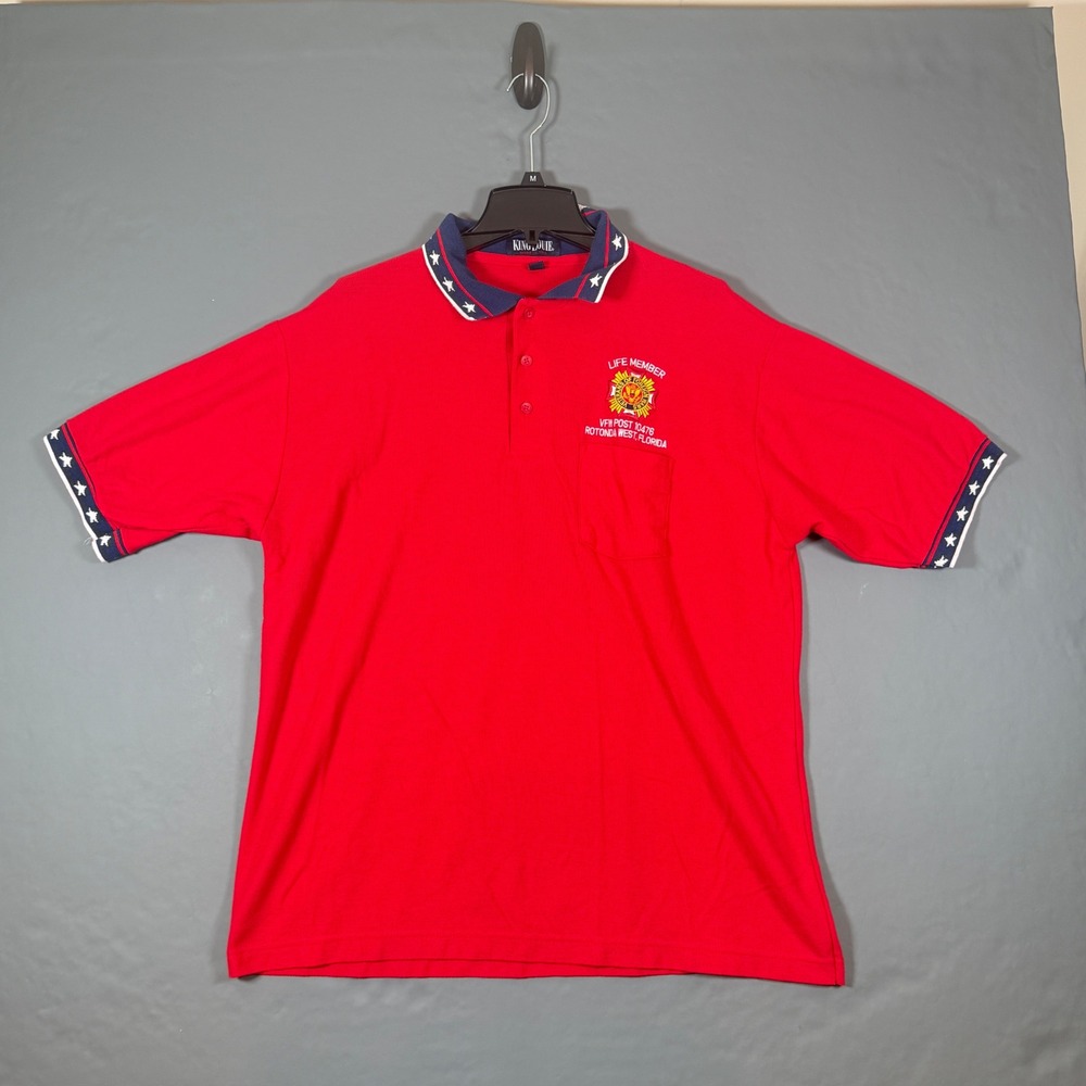 Vintage King Louie VFW Life Member Post 10476 Polo Shirt Mens XL USA Made